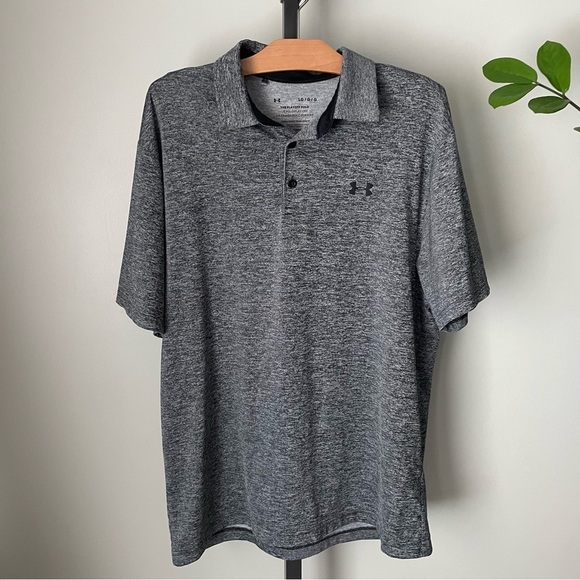 Under Armour The Playoff Polo Golf Shirt Heathered Grey Mens Size Large - Picture 1 of 6